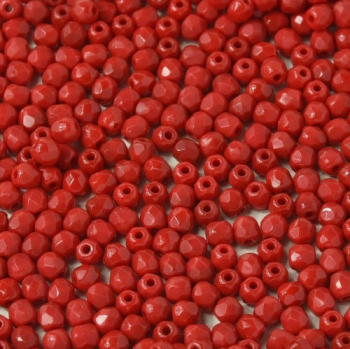 3 mm Glasschliffperlen Opaque Red
