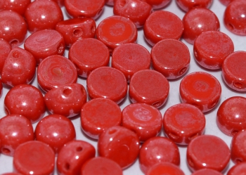 2-Hole-Cabochons 6mm Op. Red Shimmer
