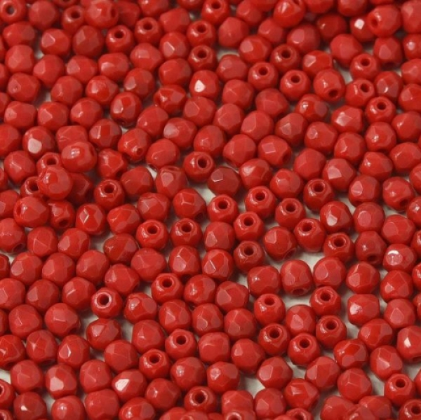 3 mm Glasschliffperlen Opaque Red
