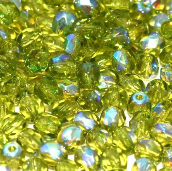 4 mm Glasschliffperlen Olivine AB
