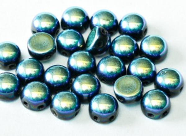 2-Hole-Cabochons 6mm Jet Full AB