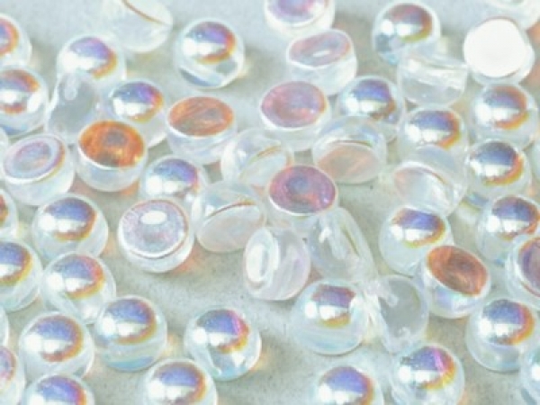 2-Hole-Cabochons 6mm Crystal Full AB