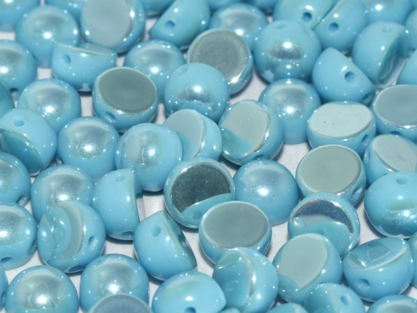 2-Hole-Cabochons 6mm Turquoise Full Light AB